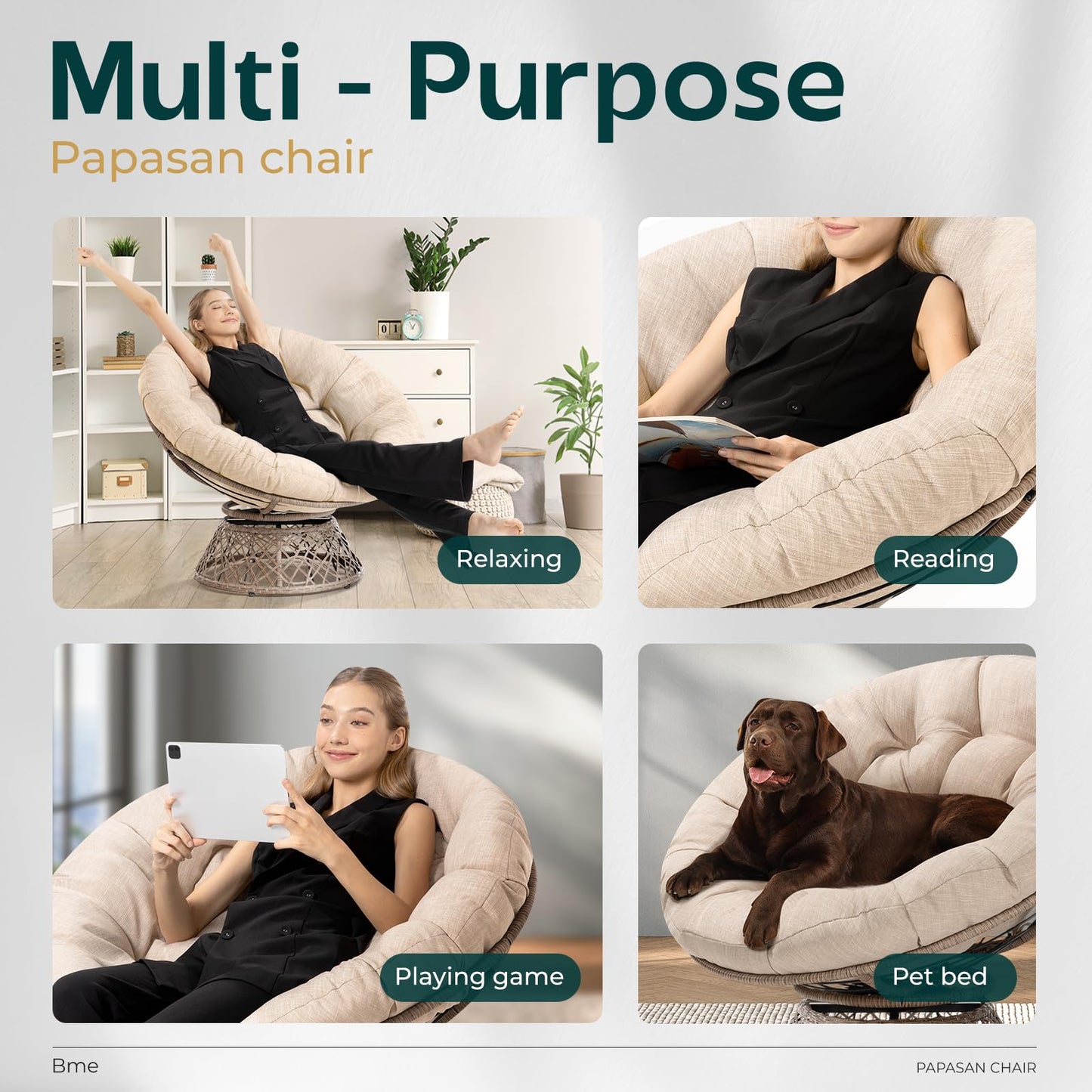 BME 40" Wicker Papasan Chair