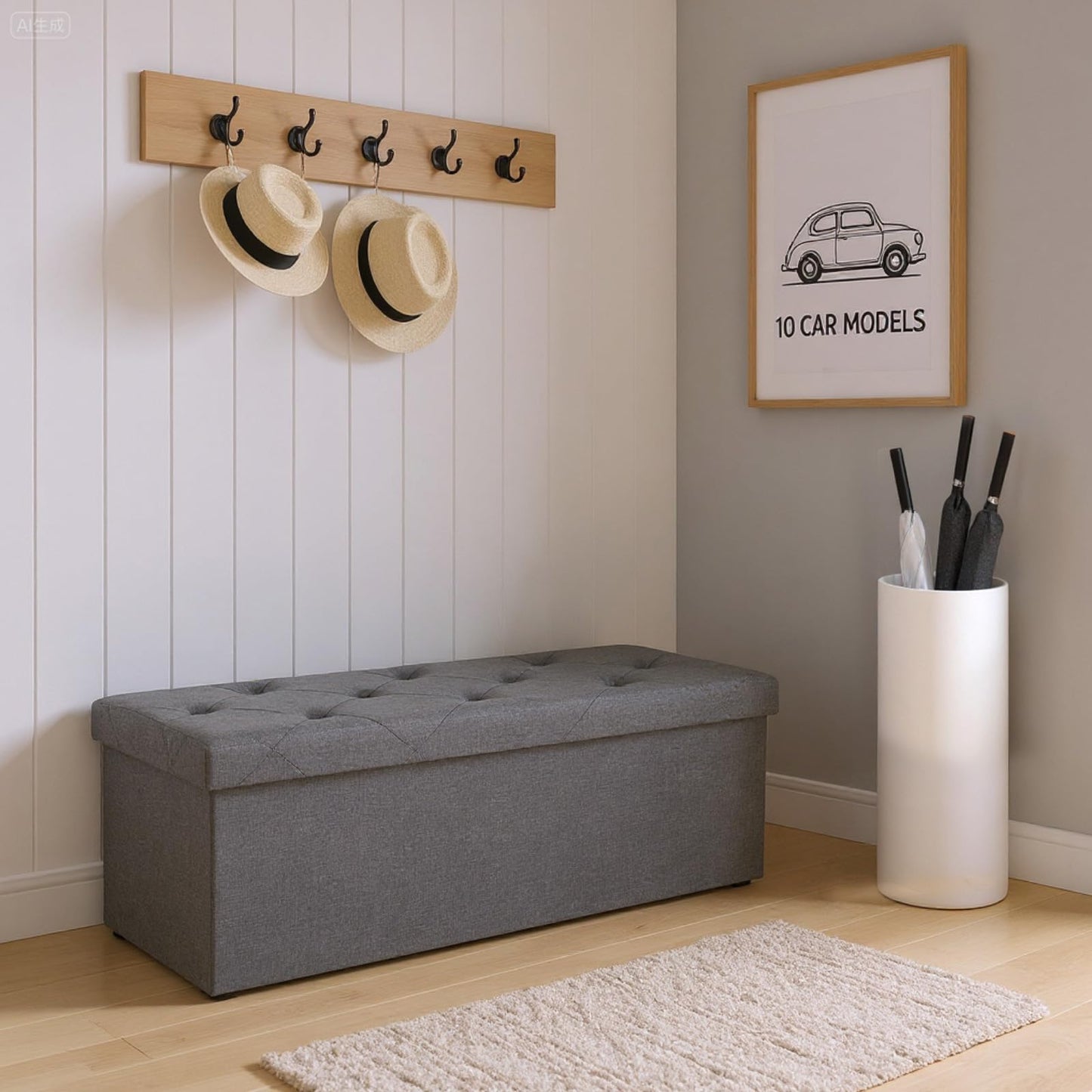 DUMOS 30" Foldable Storage Ottoman Bench