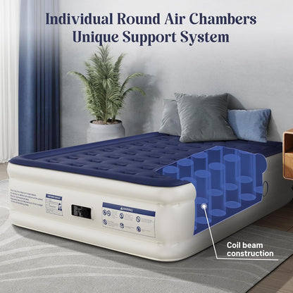 Queen Air Mattress with Built-In Pump & Flocked Top