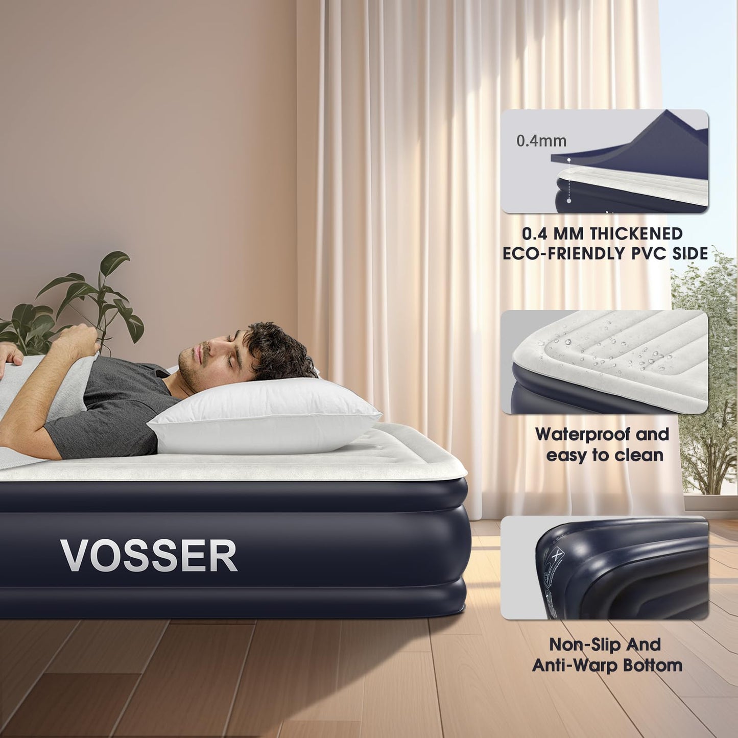 18" Full Air Mattress with Built-In Pump