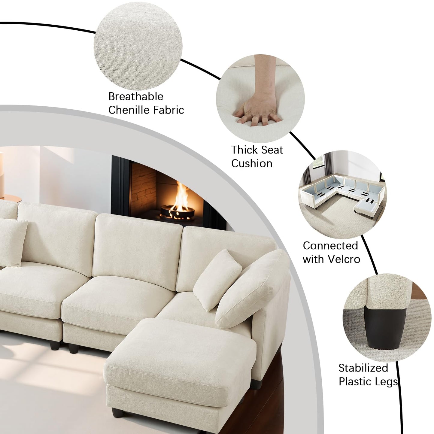 7-Seater Modular Sofa – Black