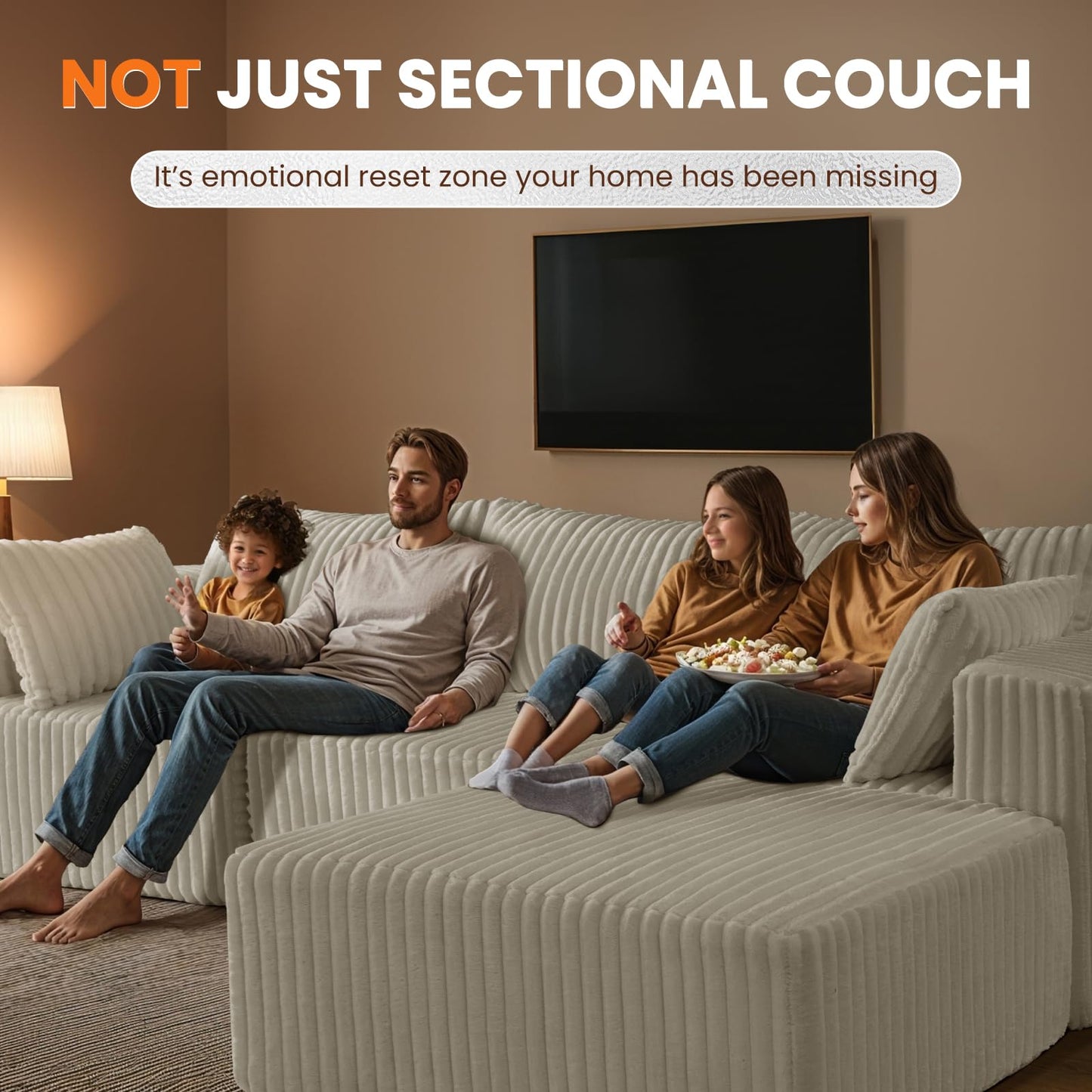 Beige U-Shaped Modular Sofa