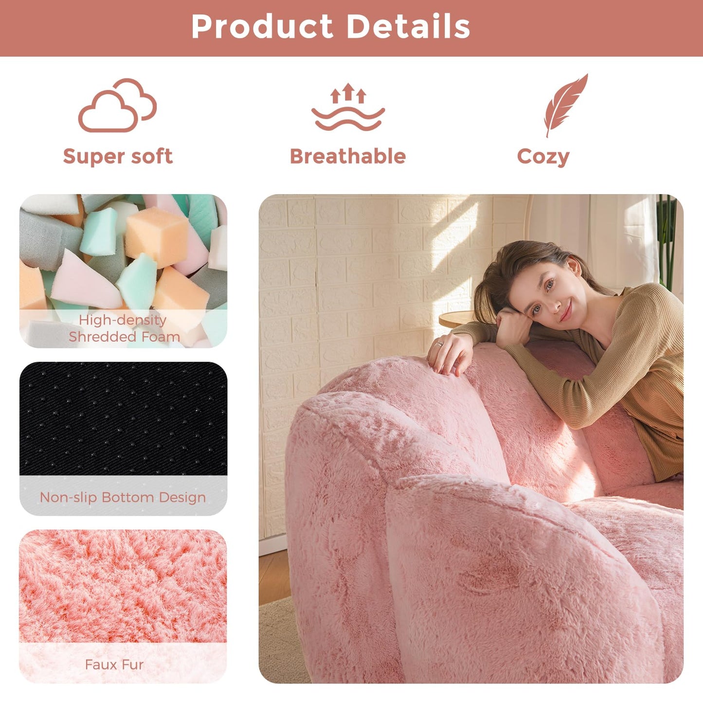MAXYOYO Floral Bean Bag Chair – Beige