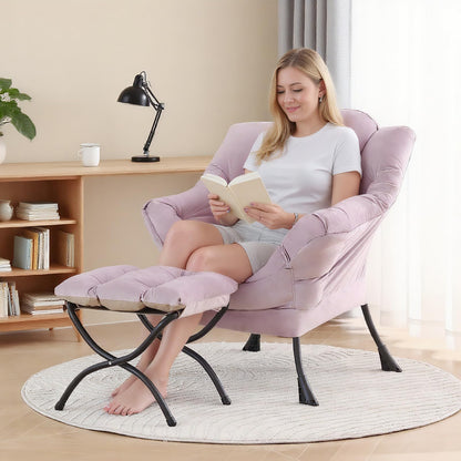 Tiita Velvet Lounge Chair with Ottoman