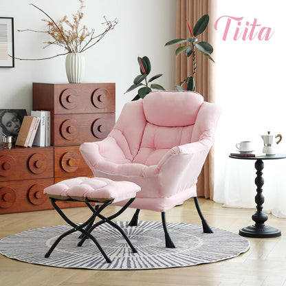 Tiita Velvet Lounge Chair with Ottoman