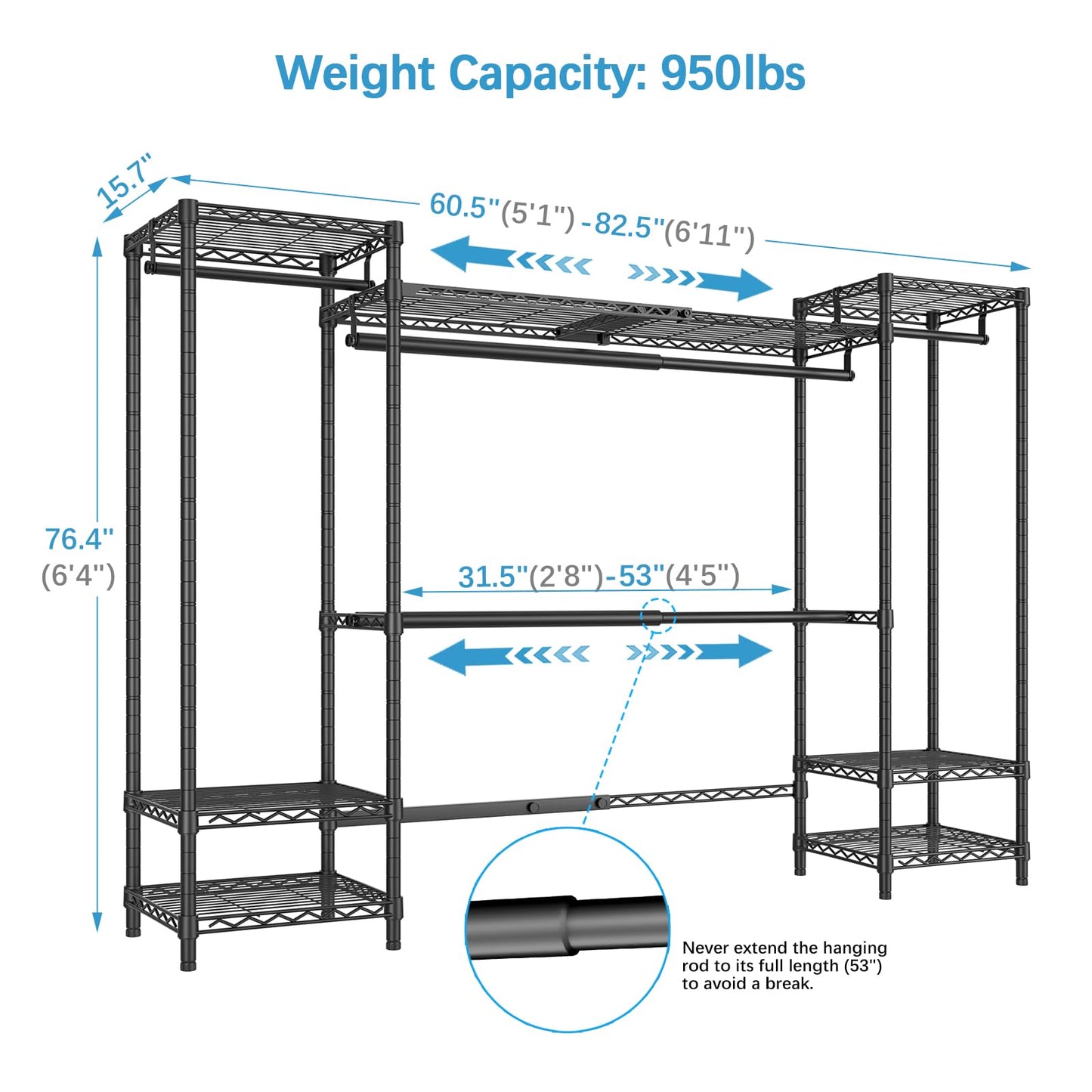 VIPEK X30 Adjustable Heavy Duty Clothes Rack
