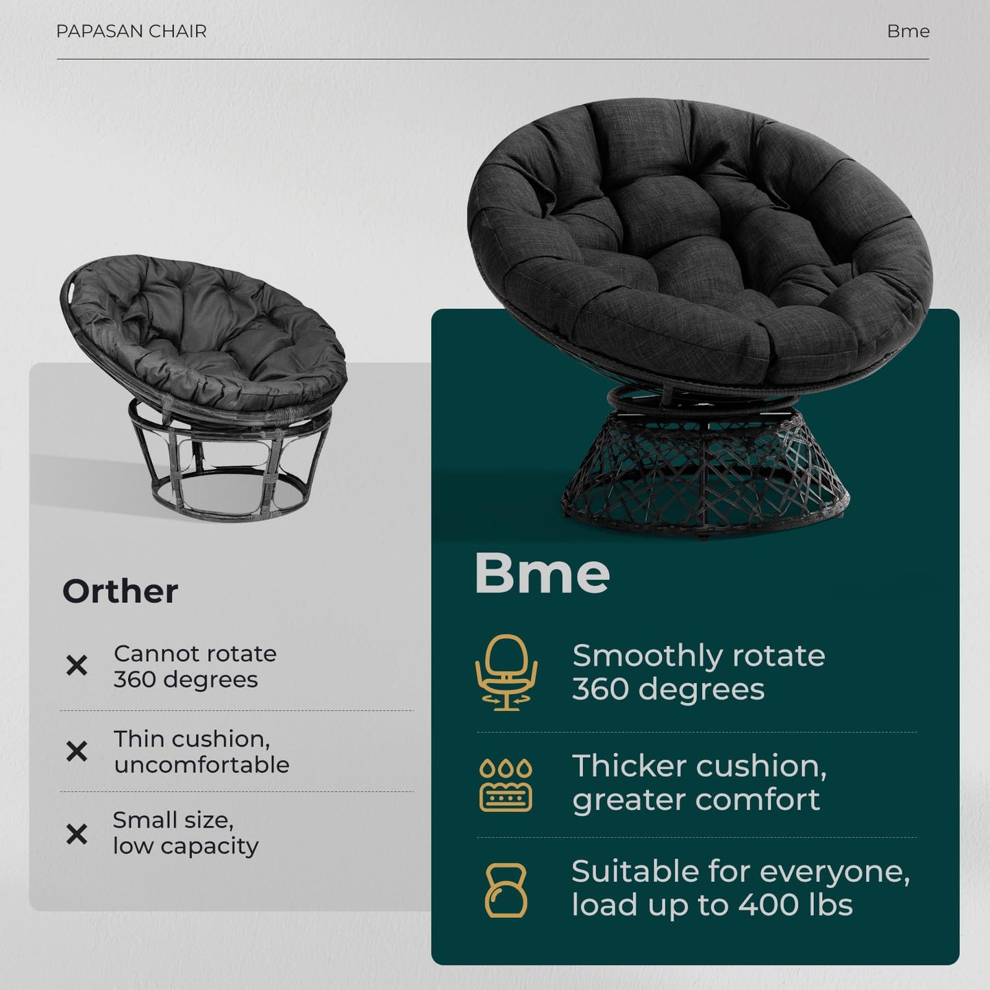 Bme 40" Papasan Swivel Chair