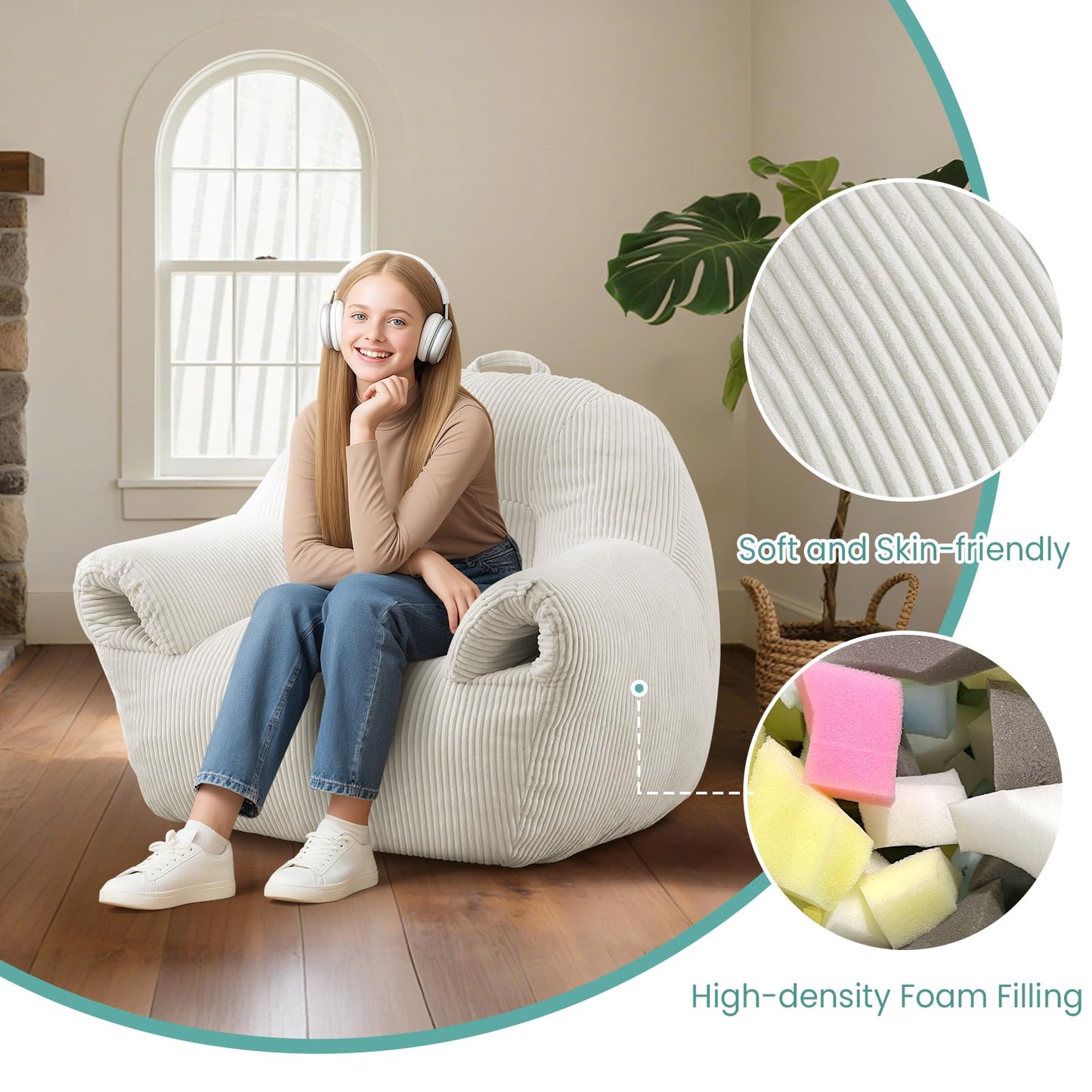 DAICO Bean Bag Chair White
