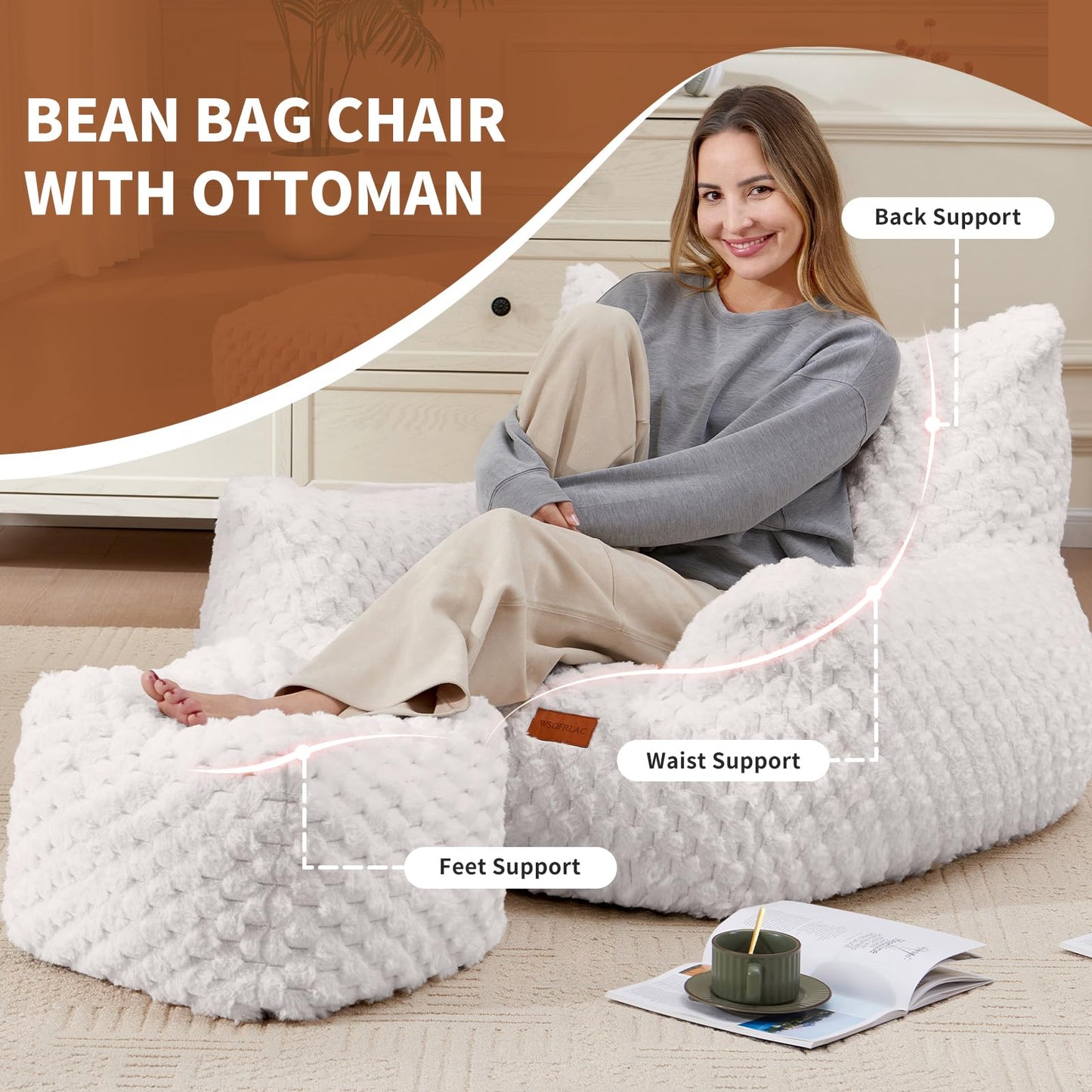 Giant Bean Bag Sofa with Ottoman