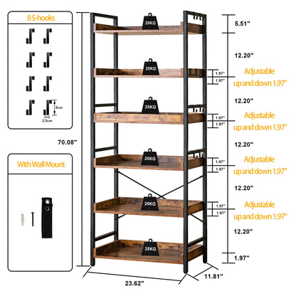 HCHQHS 6-Tier Bookcase