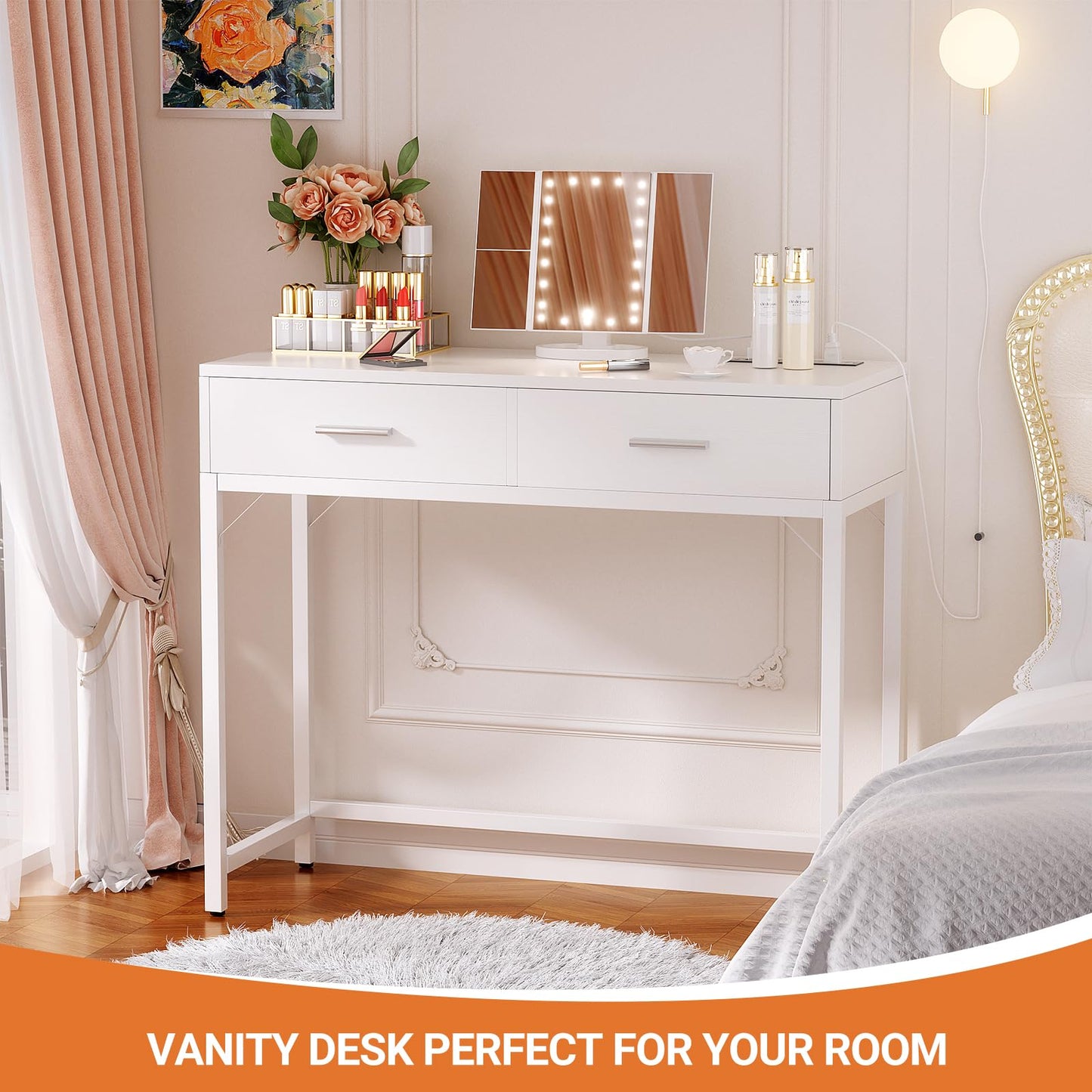 Cyclysio 36" Makeup Vanity Desk White