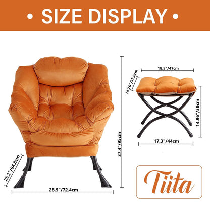 Tiita Velvet Lounge Chair with Ottoman