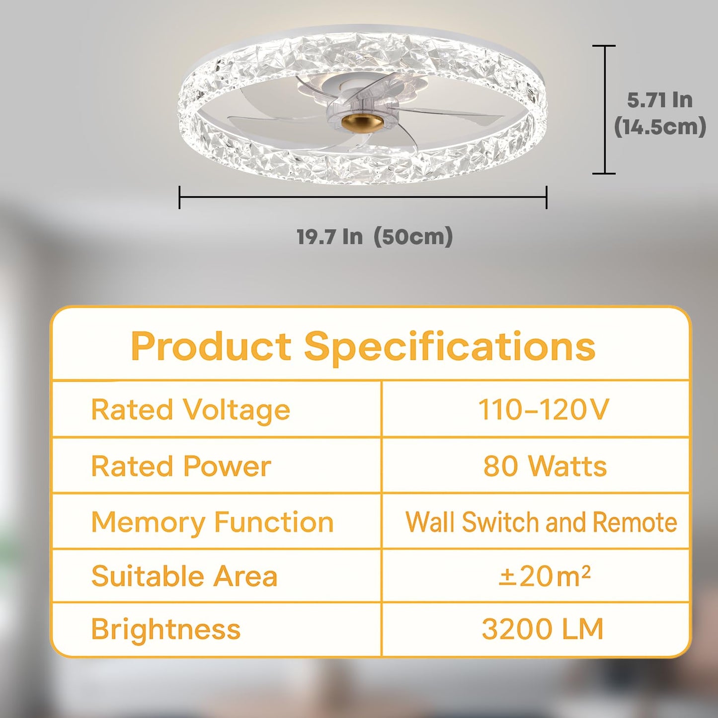 20" Ceiling Fan with Light