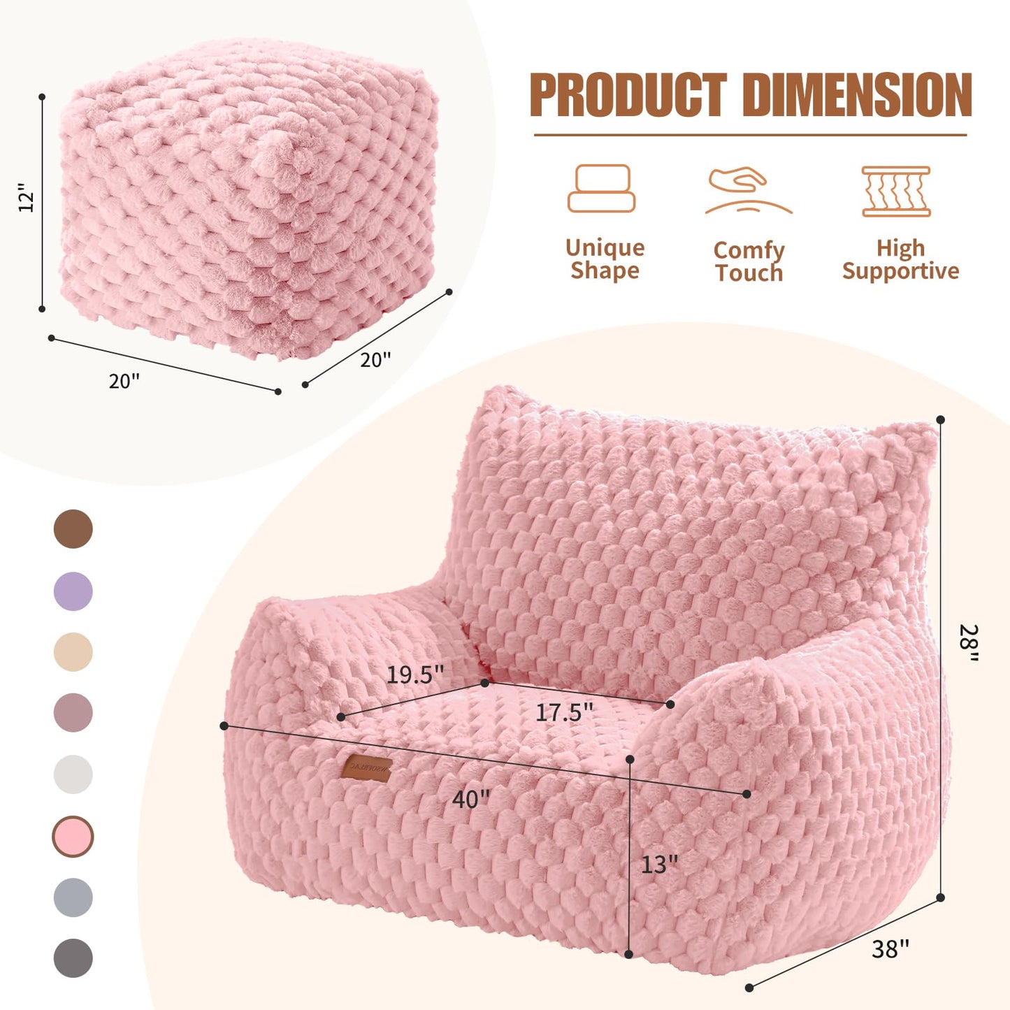 Giant Bean Bag Sofa with Ottoman