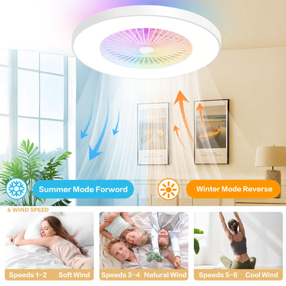24" Bladeless LED Ceiling Fan – Black
