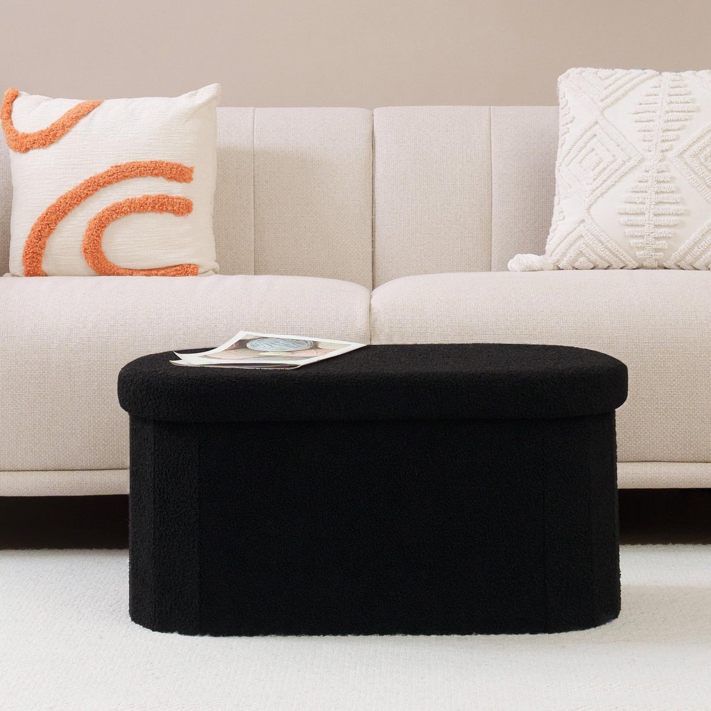FSOBEIIALEO 43.3" Sherpa Storage Ottoman Bench
