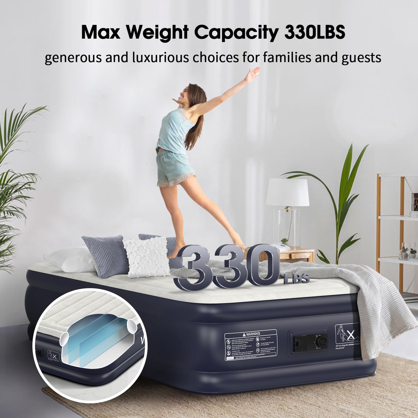 18" Full Air Mattress with Built-In Pump