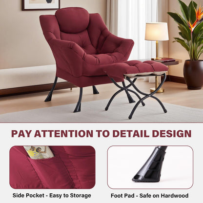 Tiita Velvet Lounge Chair with Ottoman