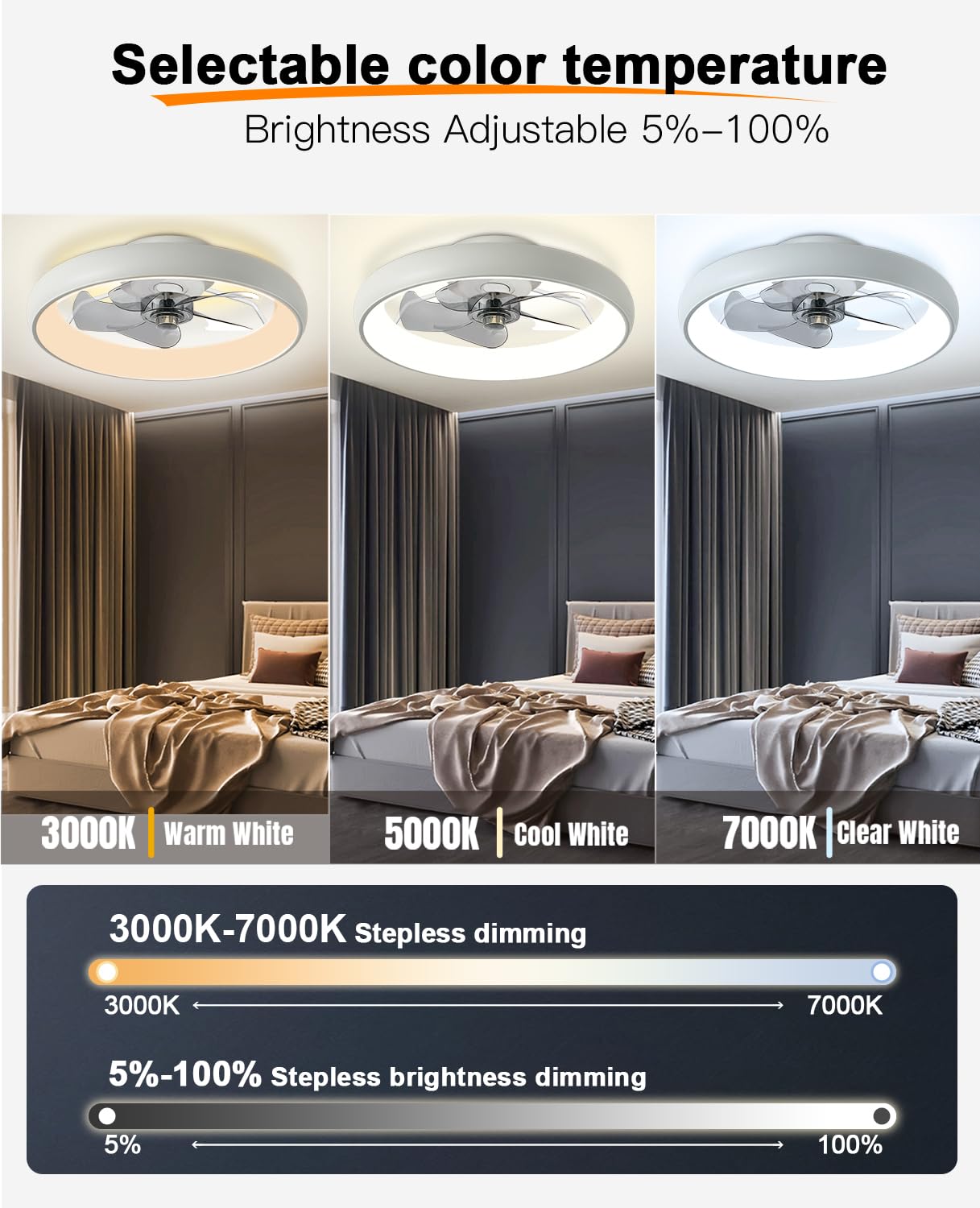 20" Black Ceiling Fan Light