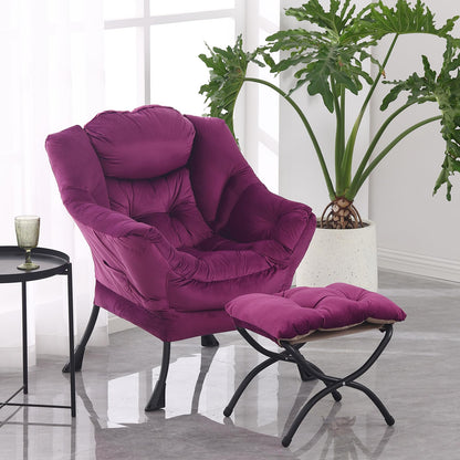 Tiita Velvet Lounge Chair with Ottoman