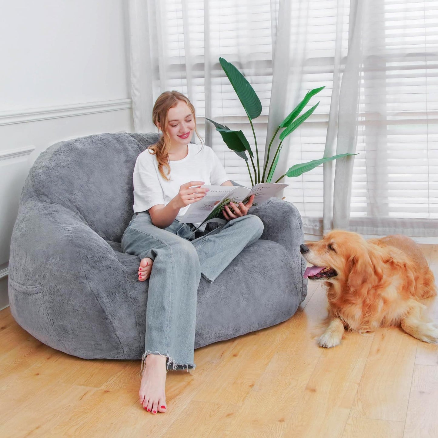 Giant Grey Bean Bag Chair