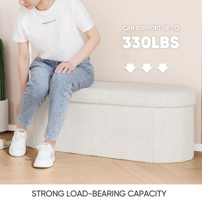 FSOBEIIALEO 43.3" Sherpa Storage Ottoman Bench