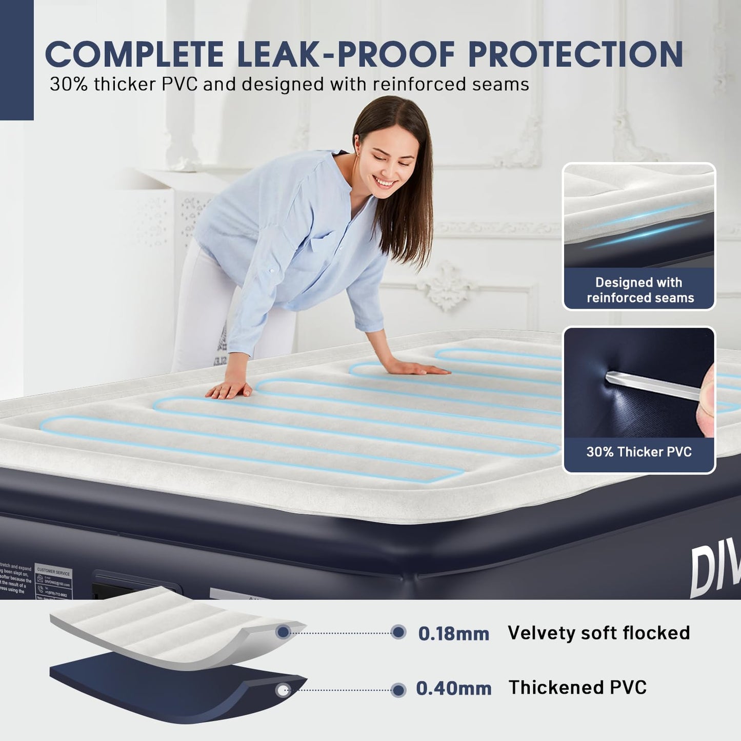18" Queen Air Mattress with Built-In Pump