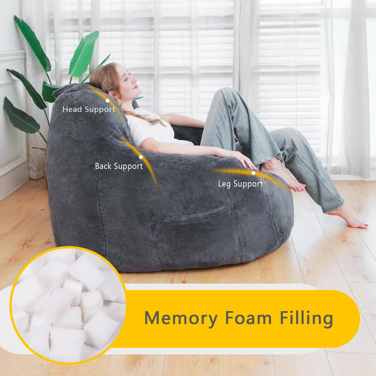 Giant Grey Bean Bag Chair