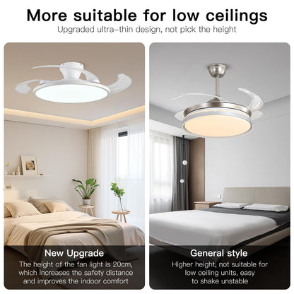 42" Retractable Ceiling Fan Light – Black