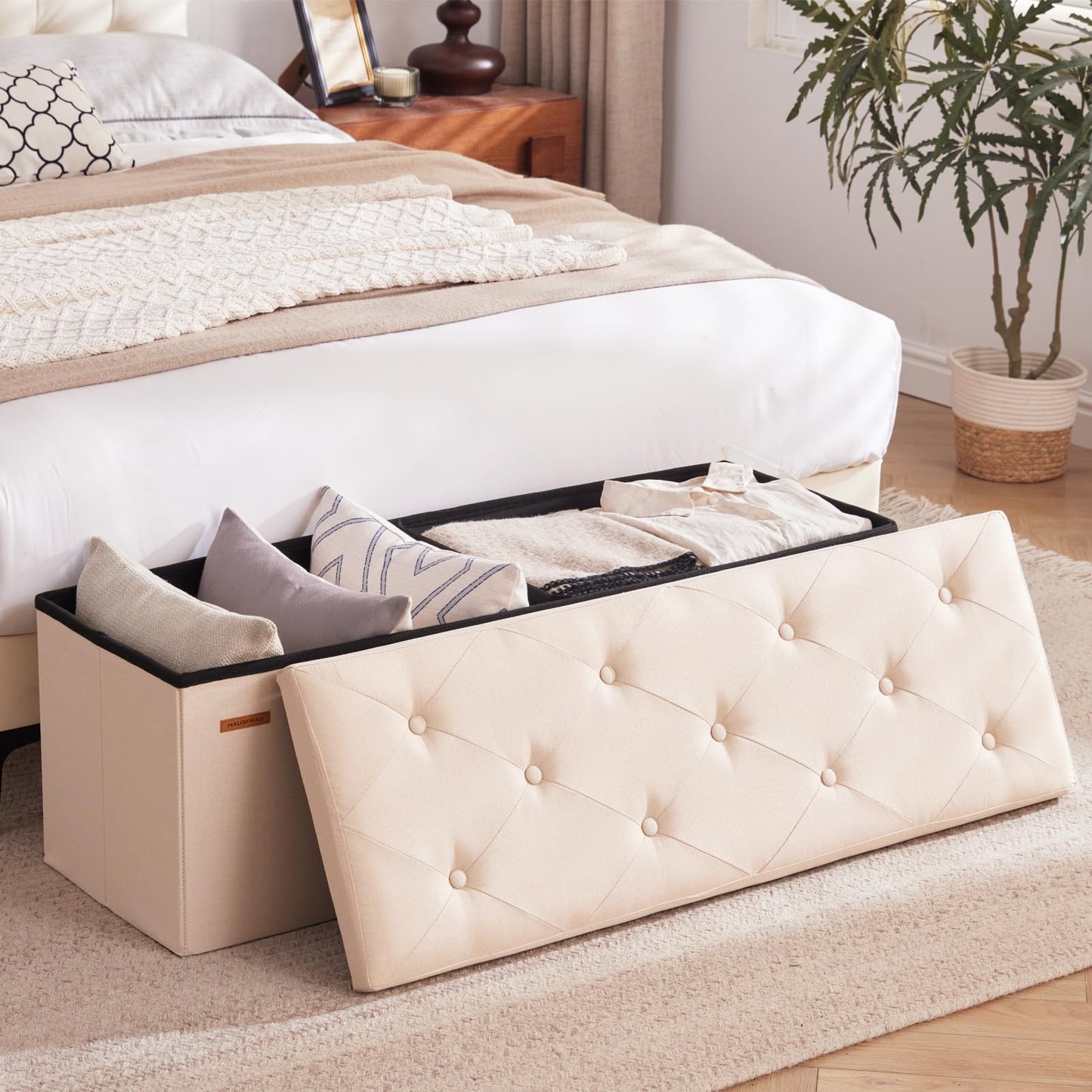 HAUSFRAU 31.5" Storage Ottoman Bench