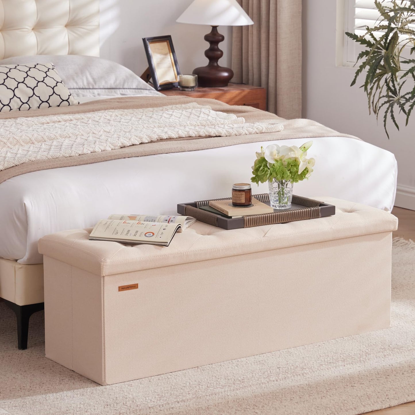 HAUSFRAU 31.5" Storage Ottoman Bench
