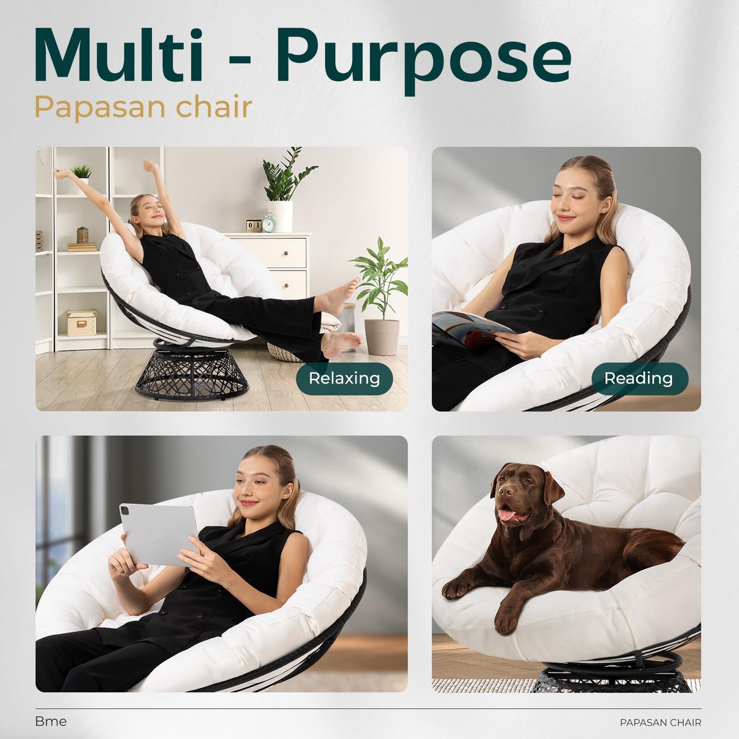Bme 40" Papasan Swivel Chair