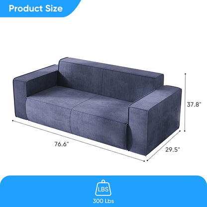 Mjkone 76" 3-Seater Brown Sofa