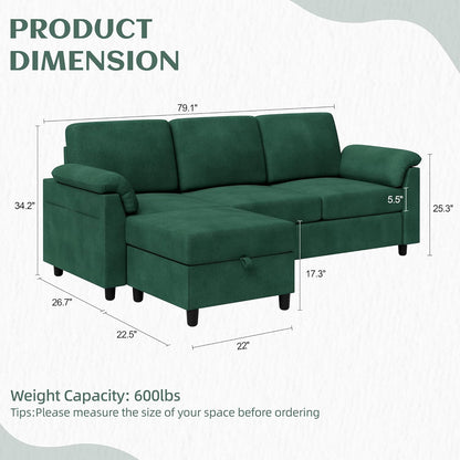 Vongrasig 79" L-Shaped Sofa, Grey