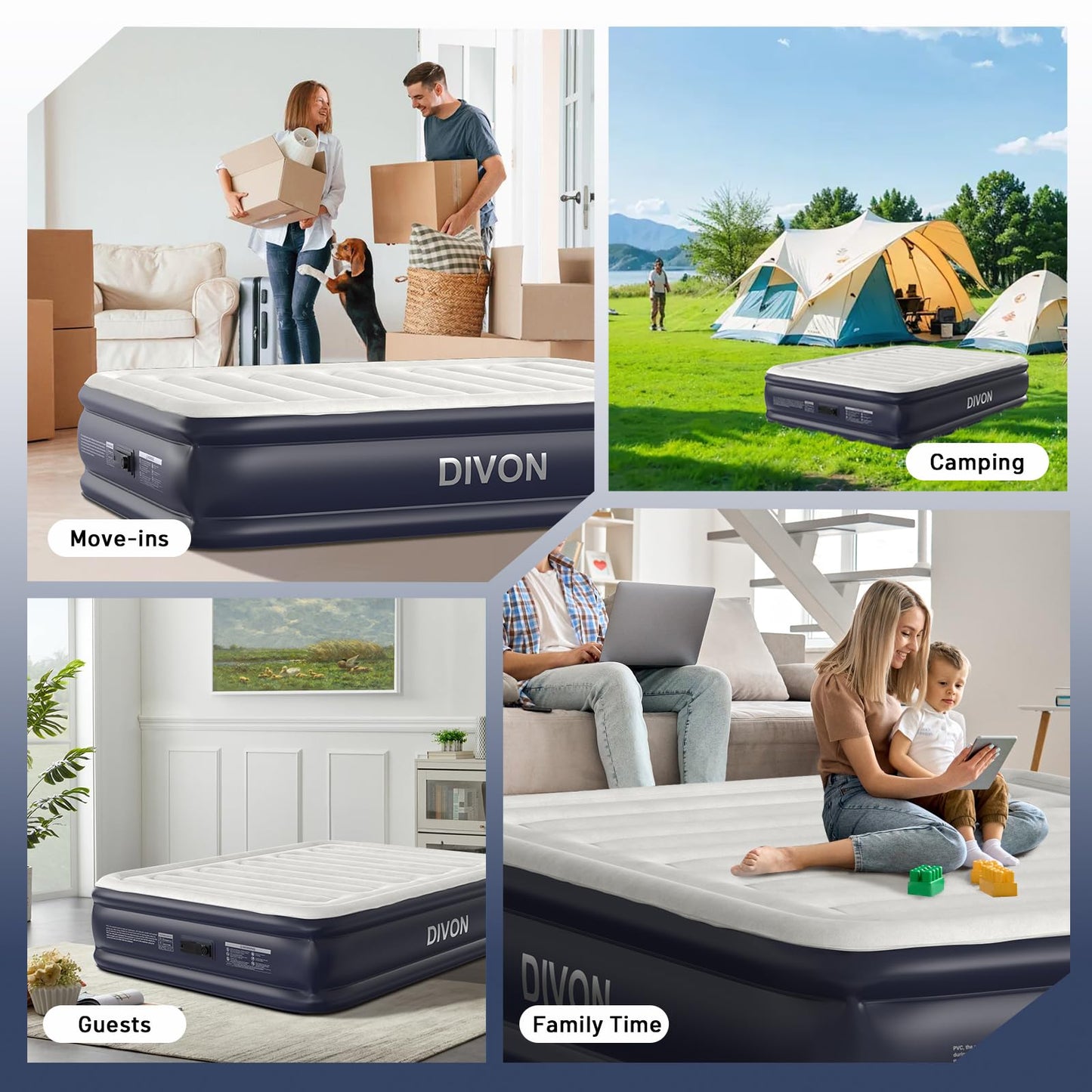 18" Queen Air Mattress with Built-In Pump