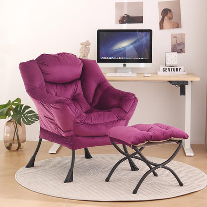 Tiita Velvet Lounge Chair with Ottoman