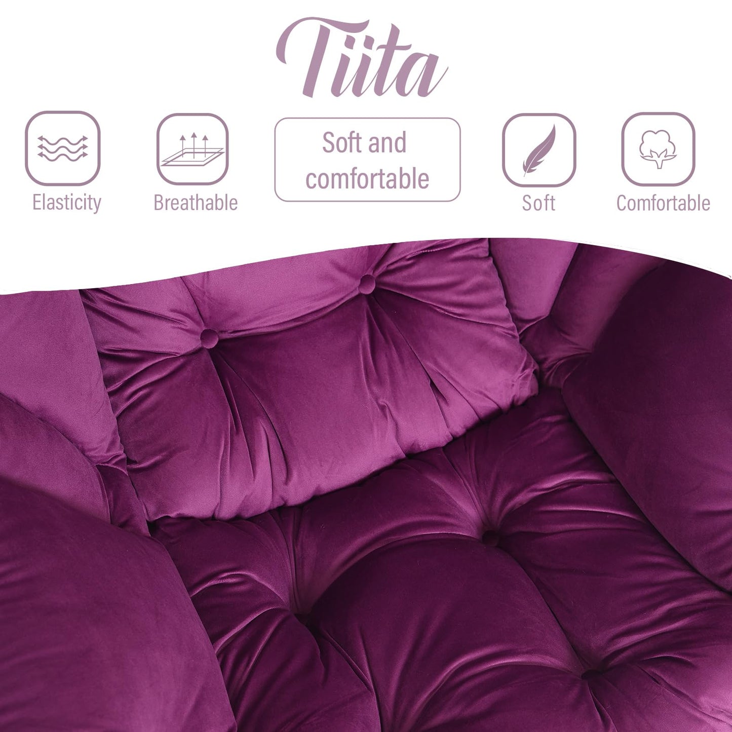 Tiita Velvet Lounge Chair with Ottoman