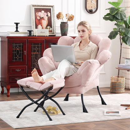 Butterfly Chair with Ottoman – Khaki Velvet
