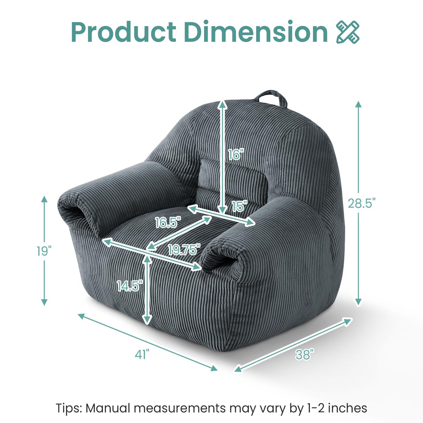 DAICO Bean Bag Chair White