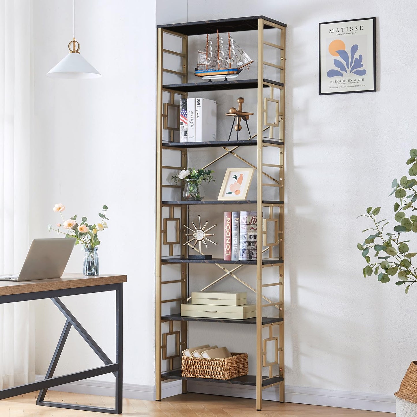 HOMISSUE 84" Metal Bookshelf