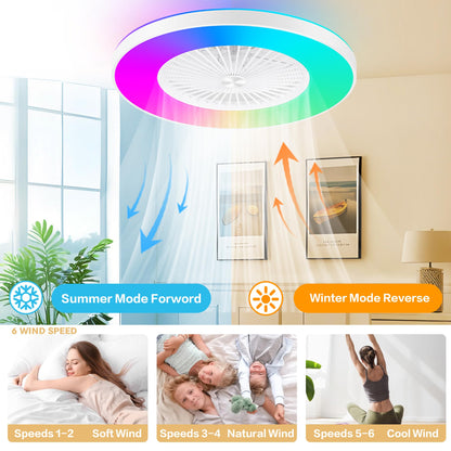 24" Bladeless LED Ceiling Fan – Black