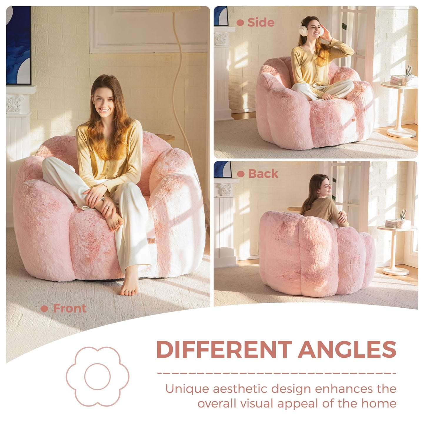 MAXYOYO Floral Bean Bag Chair – Beige