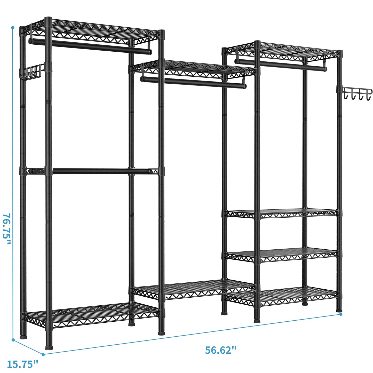 Heavy Duty Large Garment Rack with Shelves & Rods
