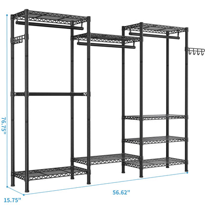 Heavy Duty Large Garment Rack with Shelves & Rods