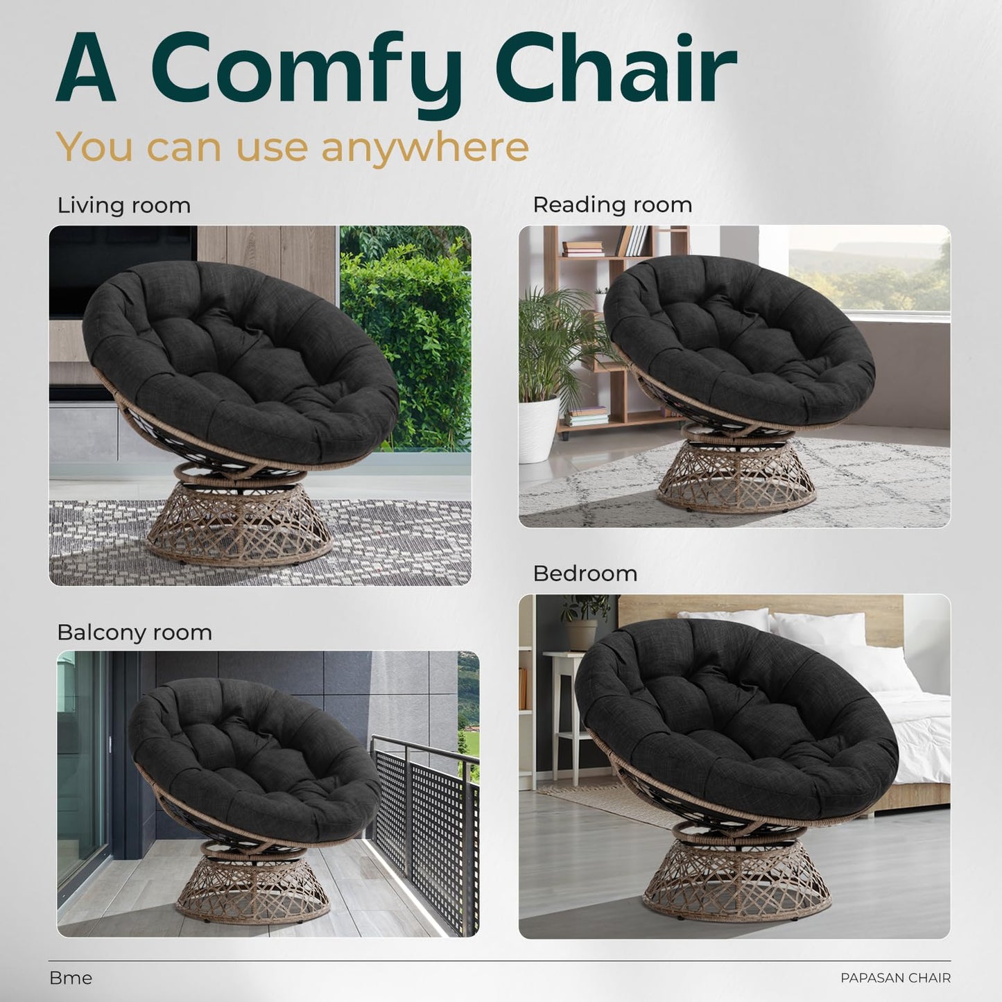 BME 40" Wicker Papasan Chair