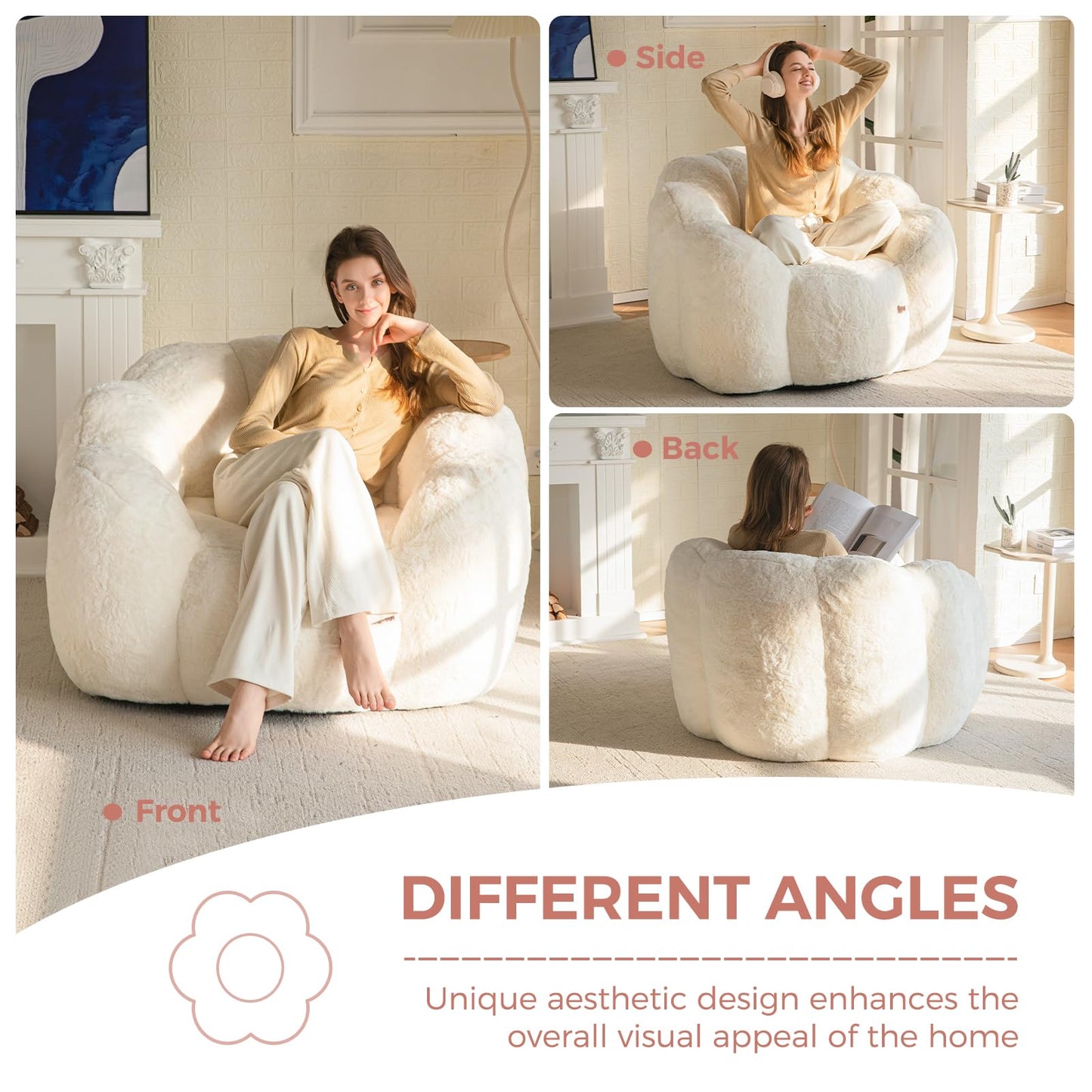 MAXYOYO Floral Bean Bag Chair – Beige