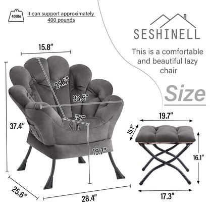 Butterfly Chair with Ottoman – Khaki Velvet