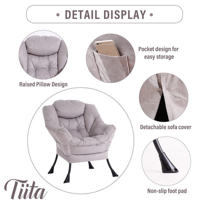 Tiita Velvet Lounge Chair with Ottoman