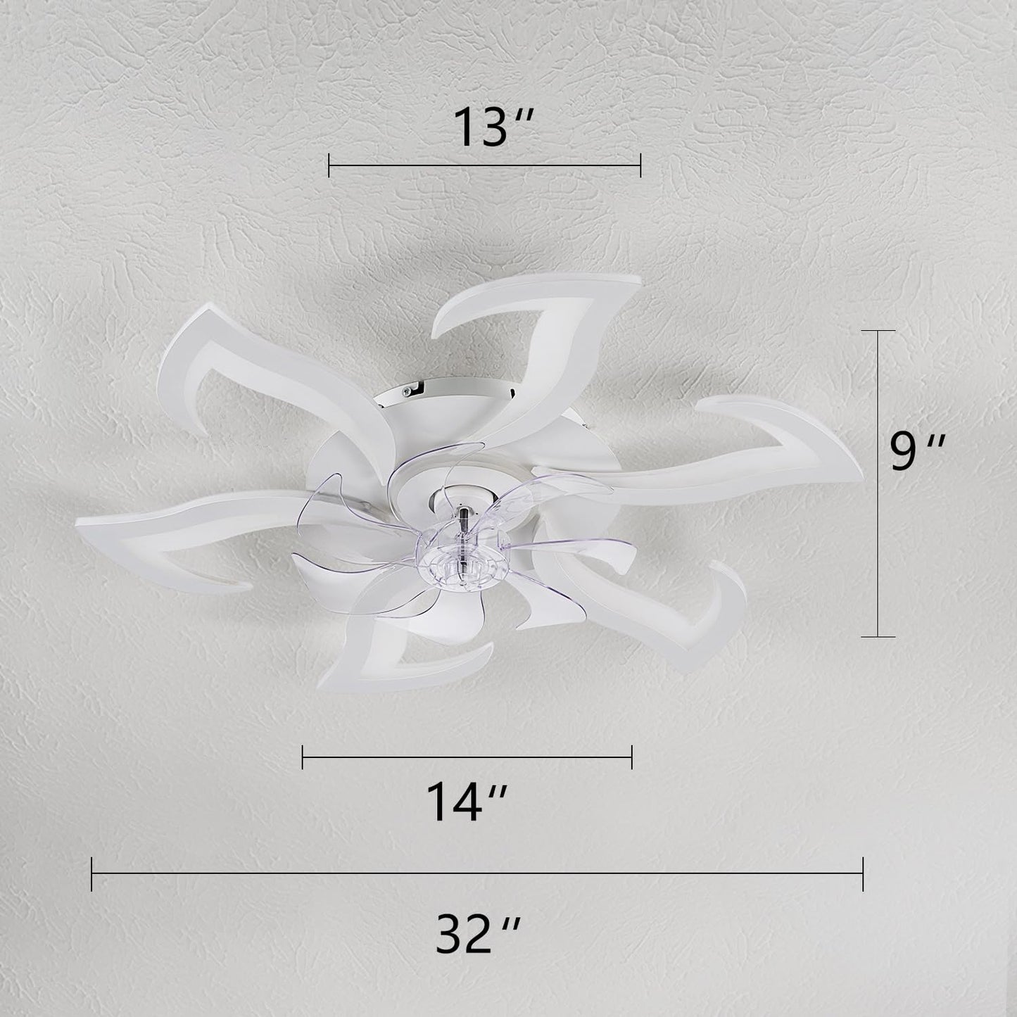 32" Black Ceiling Fan with Light