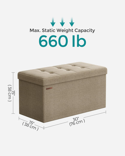 SONGMICS MAZIE 43" Folding Storage Ottoman Bench